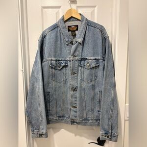 Vintage Harley Davidson Light Blue Denim Jacket - Classic Trucker Style XL men